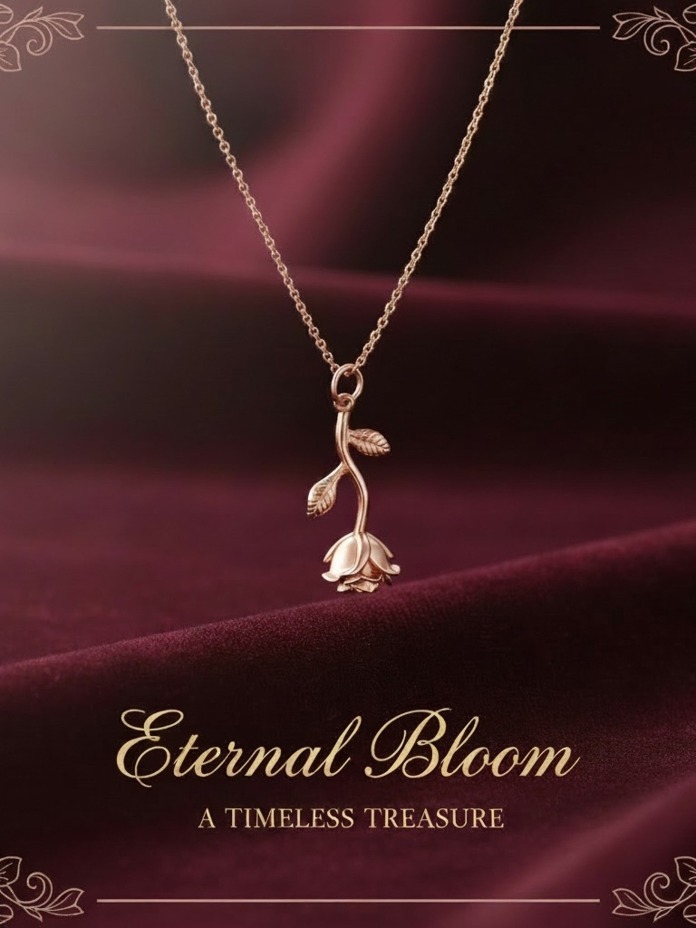 Rose Gold Rose Bud Pendant Necklace